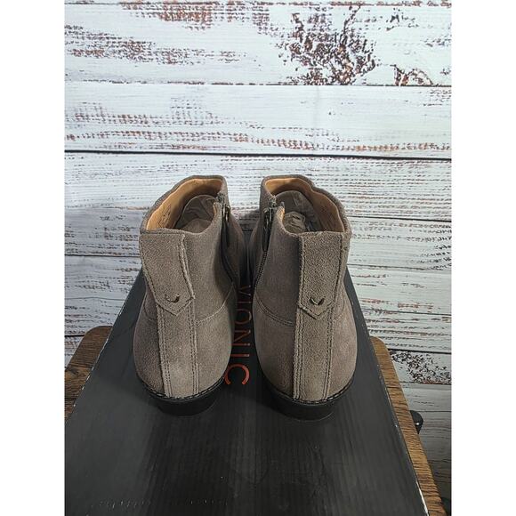 Vionic Joy Zadie Ankle Booties Women's 9.5 Greige Suede Side Zip Comfort Shoes - Picture 3 of 7